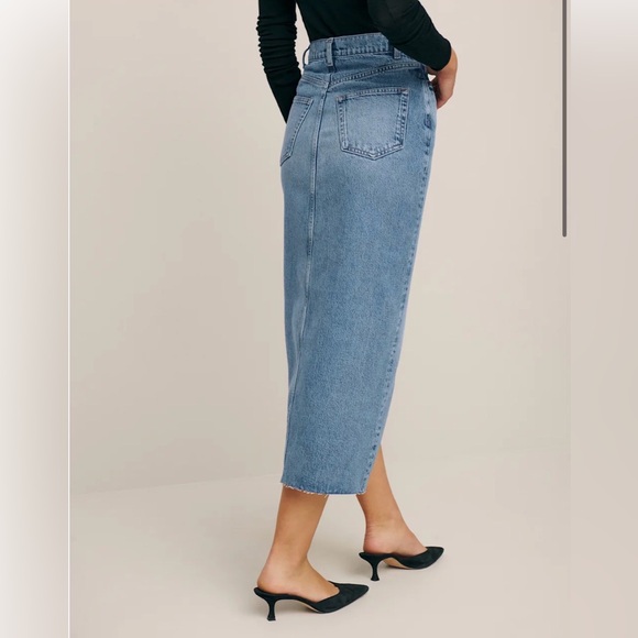 Reformation Nila Long Denim Skirt Ivory - Size 28 - Picture 2 of 7